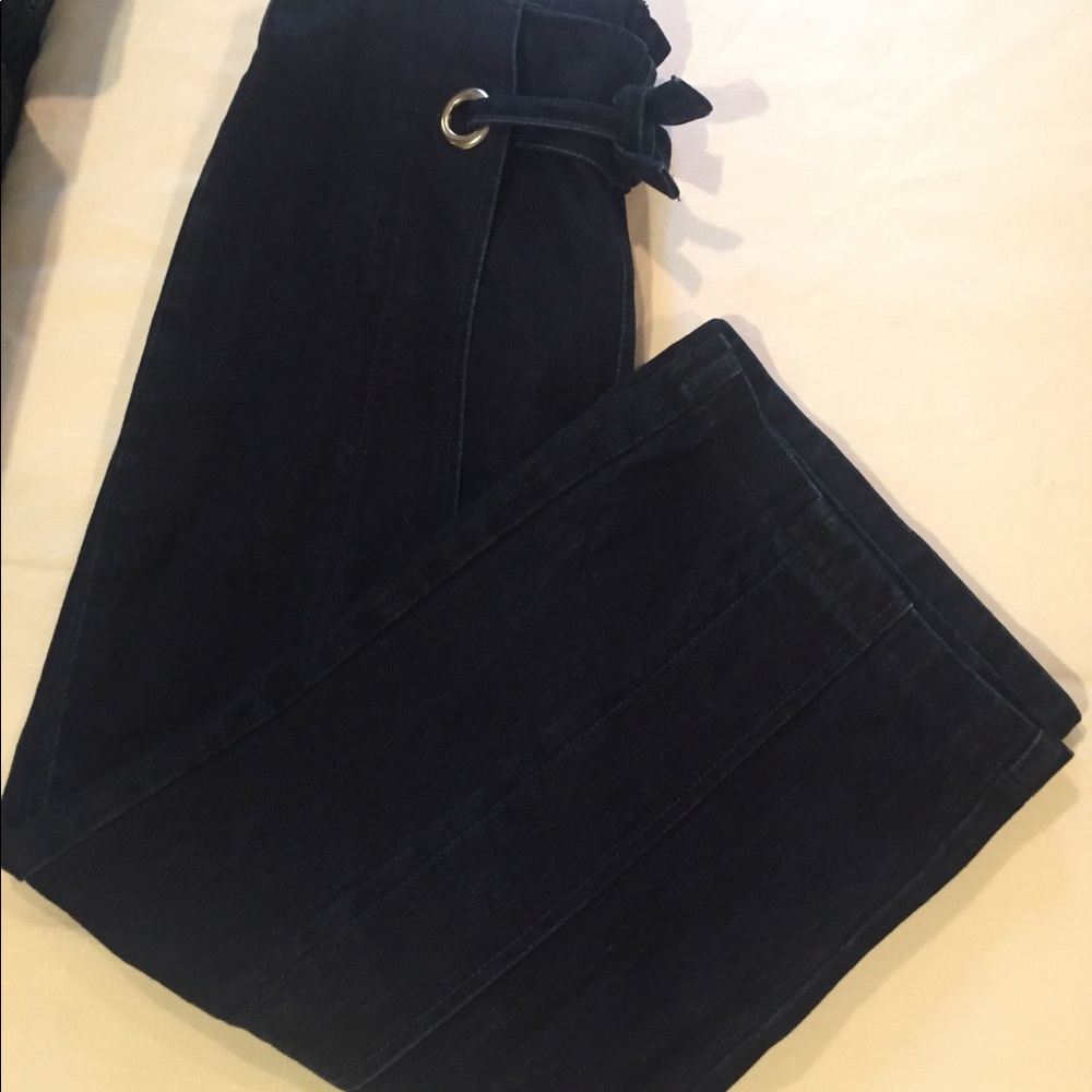 Topshop Moto Wide Leg Crop Tie Front Trousers